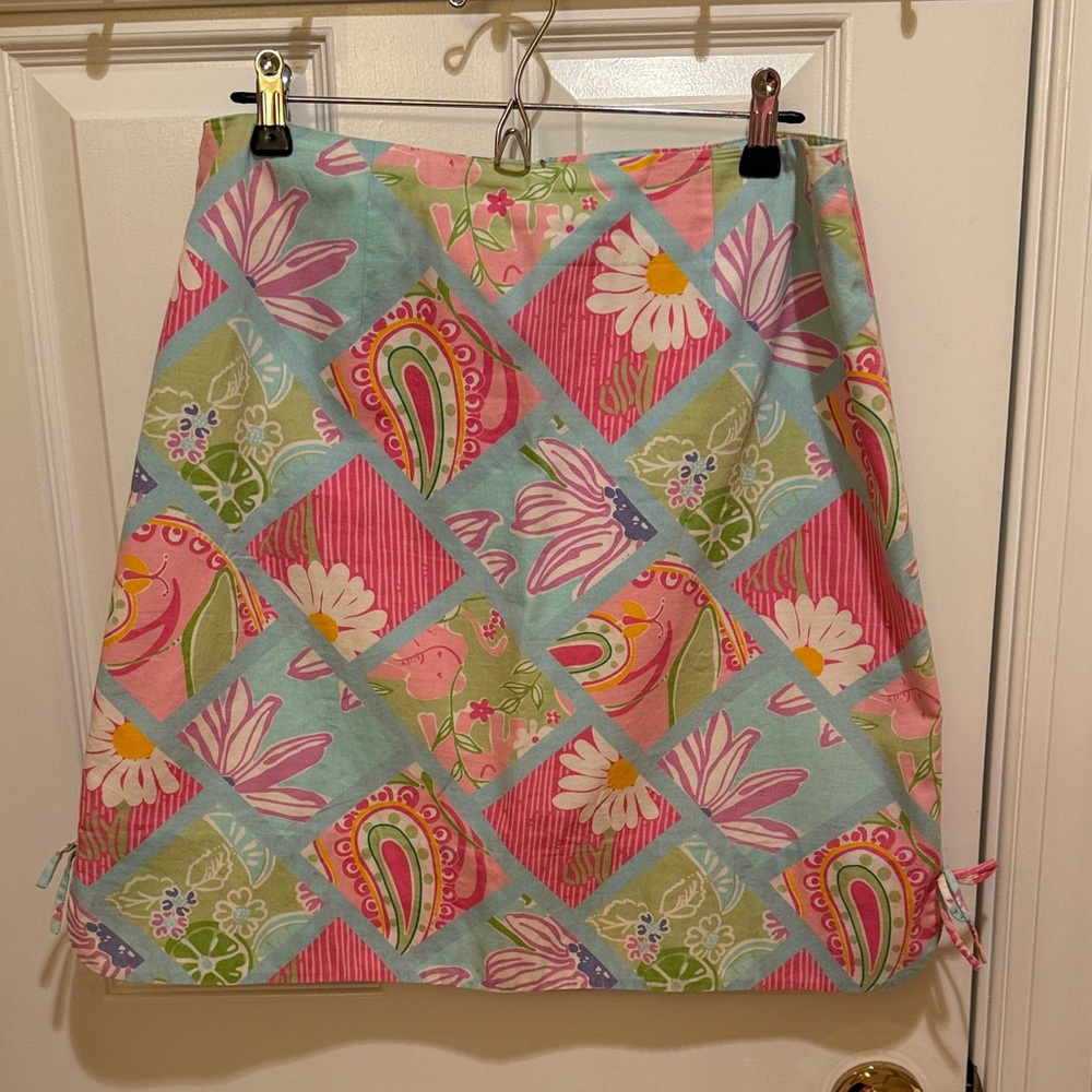 Lilly Pulitzer Floral Patchwork Skirt - Multicolor, tie/bow on sides